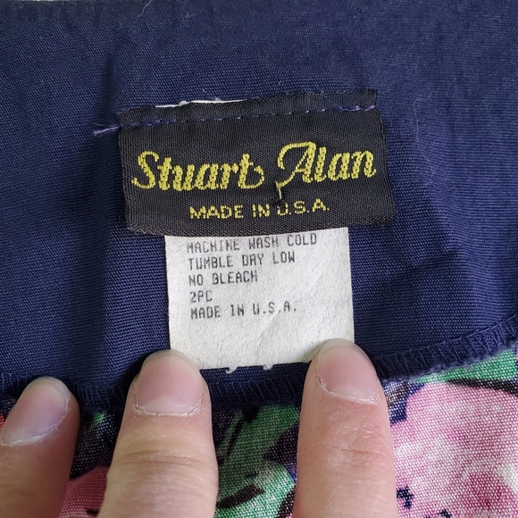 STUART ALAN | Floral 2pc Skirt Suit Set in Navy sz 12 - Picture 2 of 10